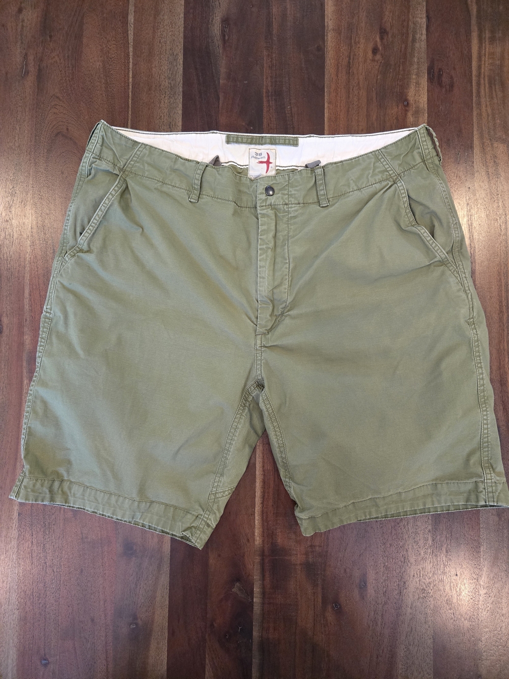 Relwen Size 38 Men's Olive Army Green 97% Cotton Premium Short